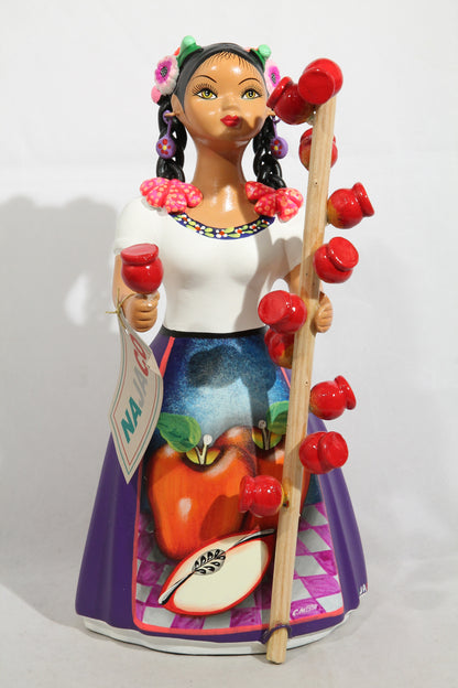 Najaco Ceramic Lupita Figurine Hard Candy Apple Seller Mexico Folk Art Plum