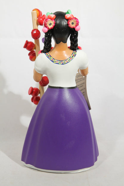 Najaco Ceramic Lupita Figurine Hard Candy Apple Seller Mexico Folk Art Plum