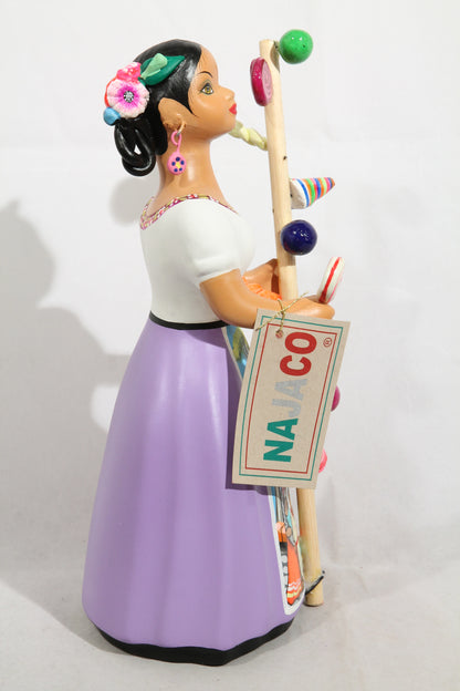 Lupita Najaco Ceramic Mexican Figurine Hard Candy Seller Lilac #3