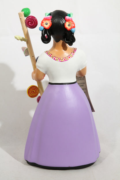Lupita Najaco Ceramic Mexican Figurine Hard Candy Seller Lilac #3
