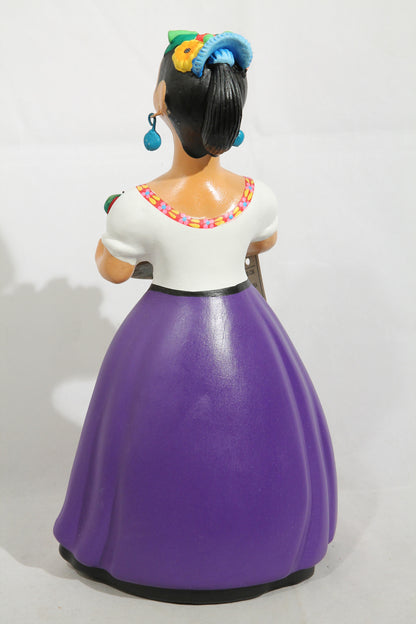 Najaco Lupita Doll/Figurine Apple Basket Mexican Folk Art Plum Color #2