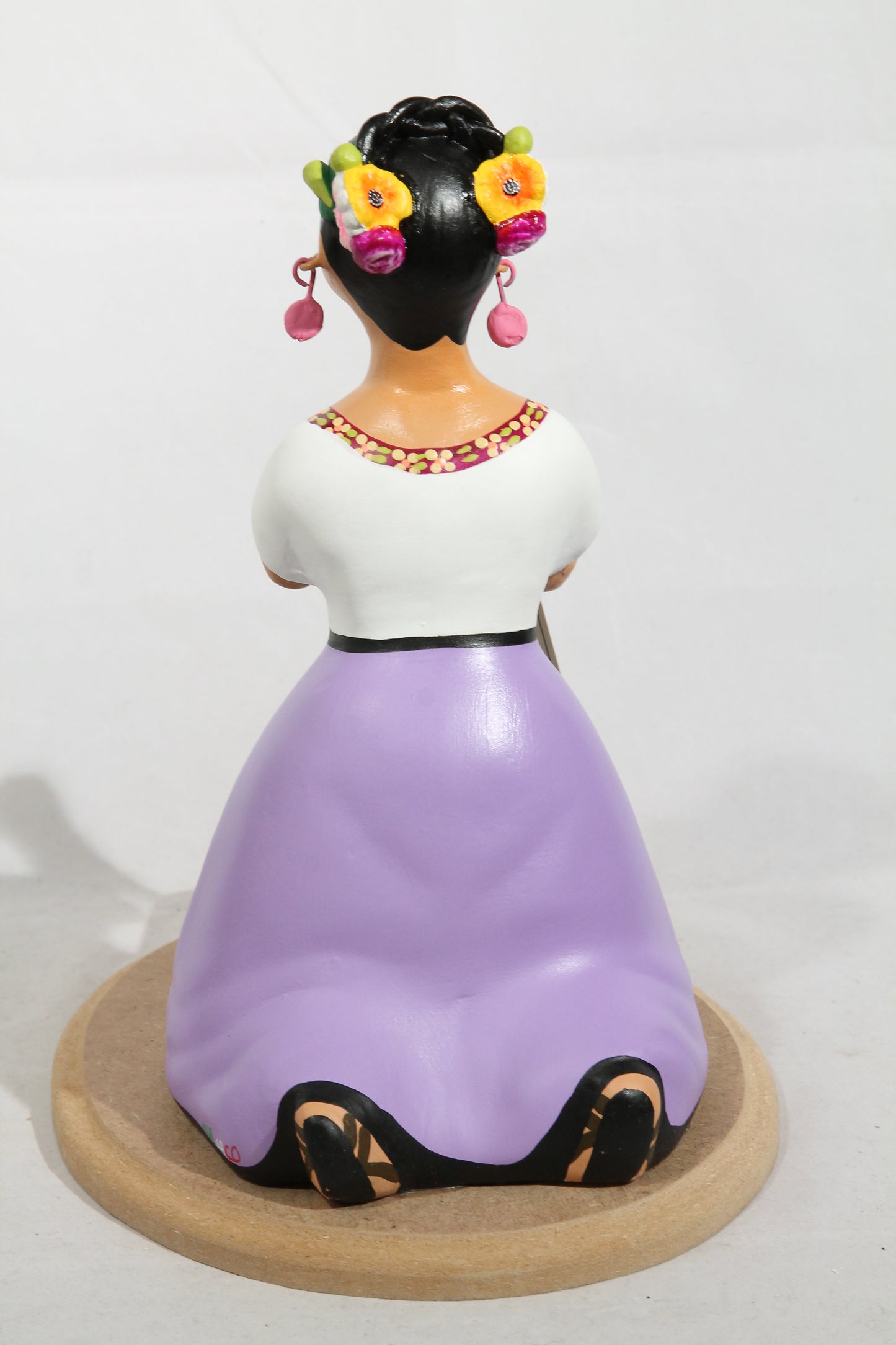 Lupita Najaco Ceramic Doll Tortilla Maker Mexico Folk Art Lilac Premium