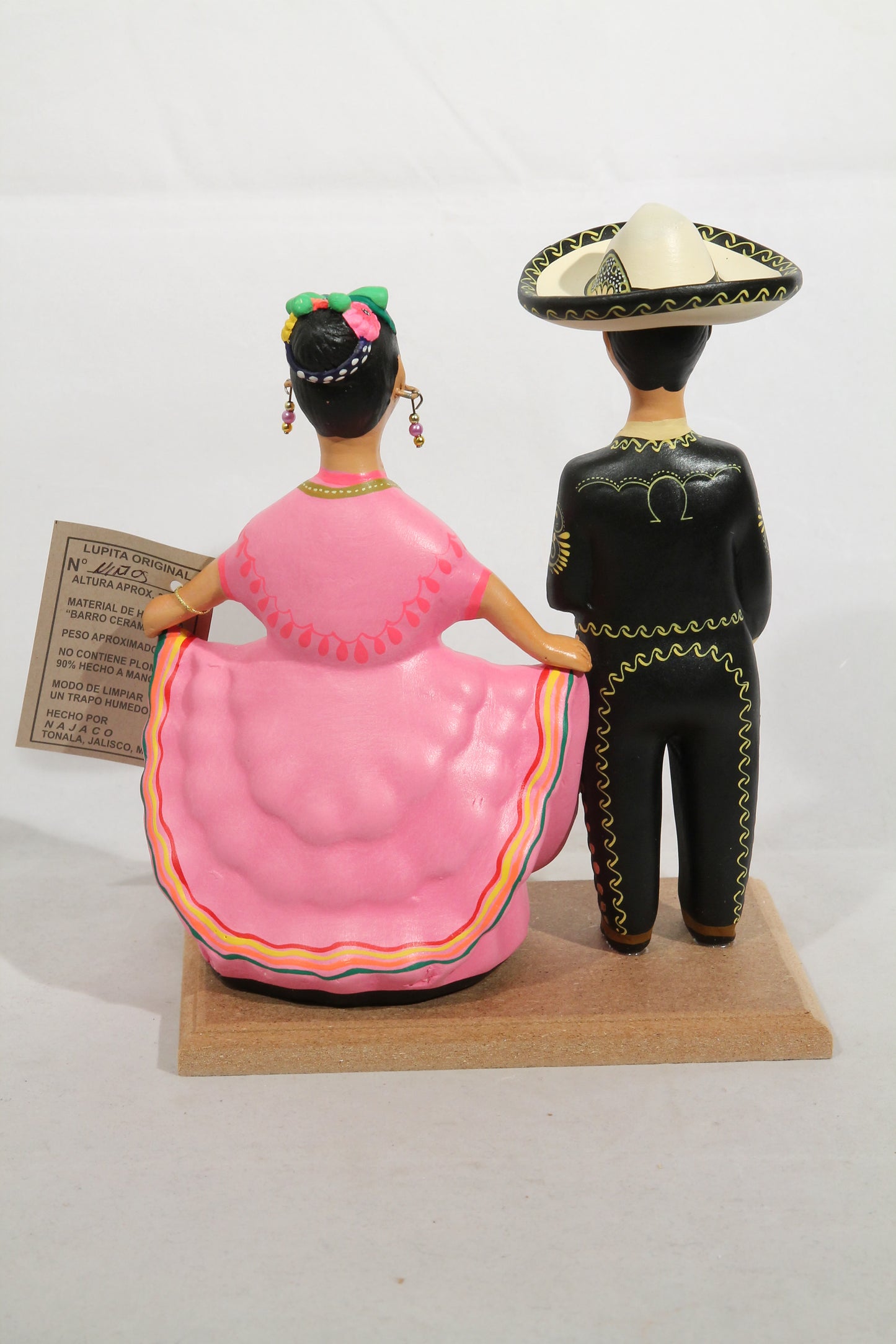 Lupita NAJACO Ceramic Mexican Doll/Figurines Dancing Children Black/Pink