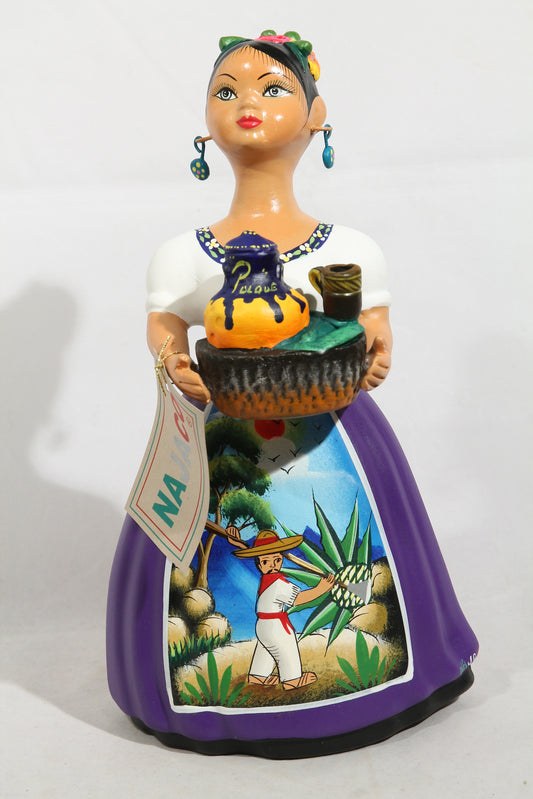 "Lupita" Najaco Doll Ceramic Figurine Pulque Seller Plum Dress