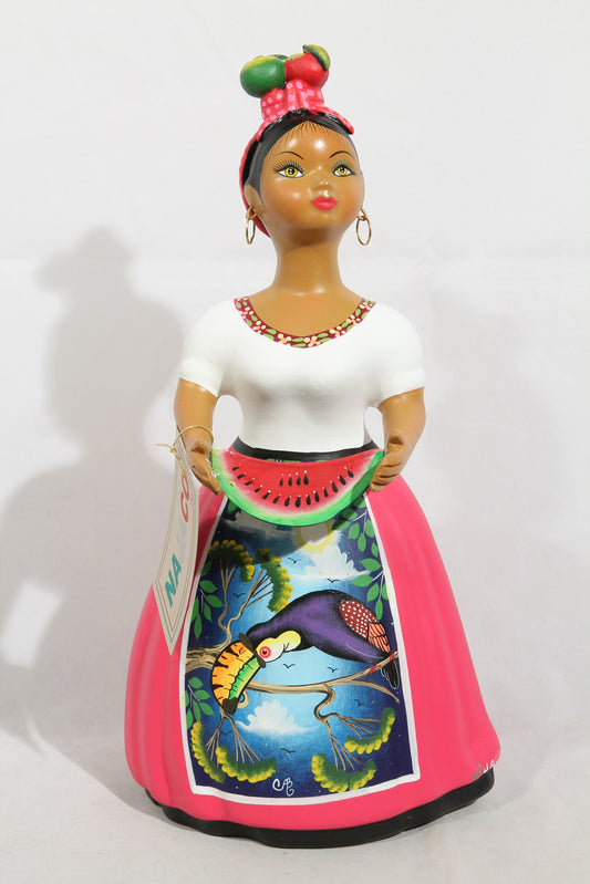 Najaco Lupita Ceramic Figurine Watermelon Mexican Folk Art Fuchsia