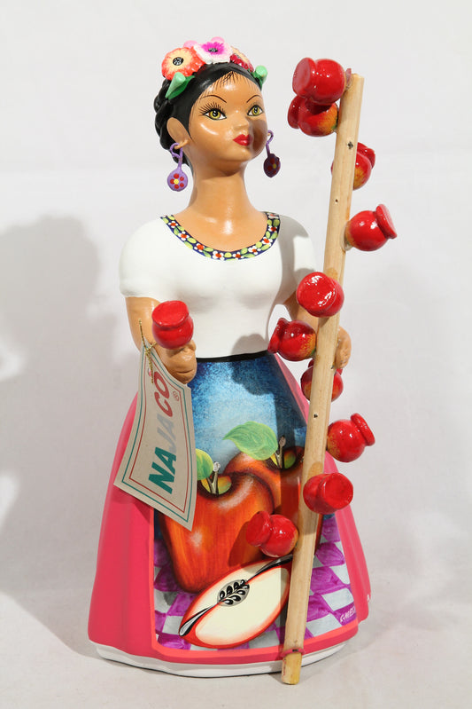 Lupita Najaco Ceramic Doll Mexican Candy Apple Seller Fuchsia #2