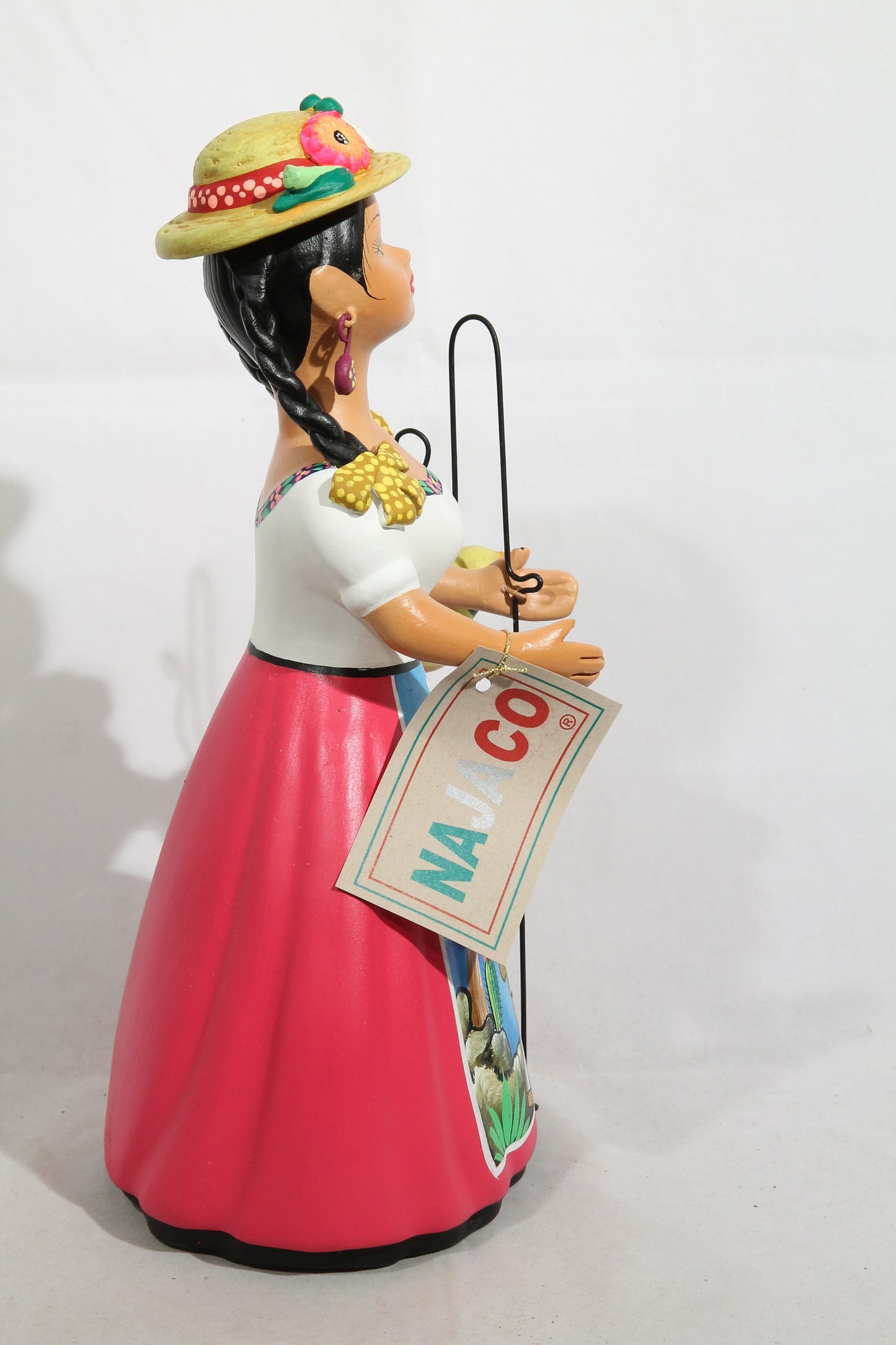 Lupita Najaco Ceramic Doll/Figurine Shepherdess Doll Mexican Folk Art Fuchsia