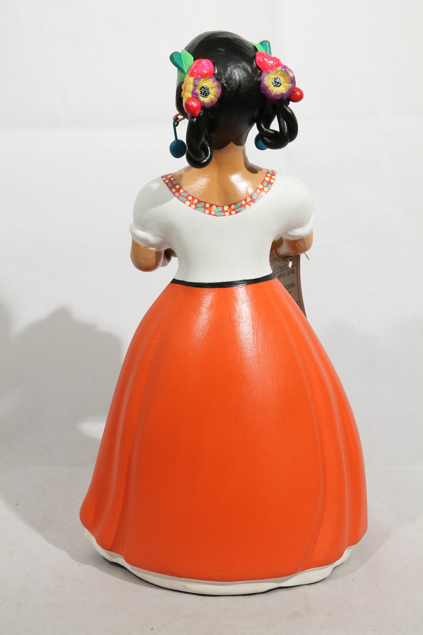 Lupita Najaco Ceramic Doll Lilies Our Lady Figurine Orange Mexican