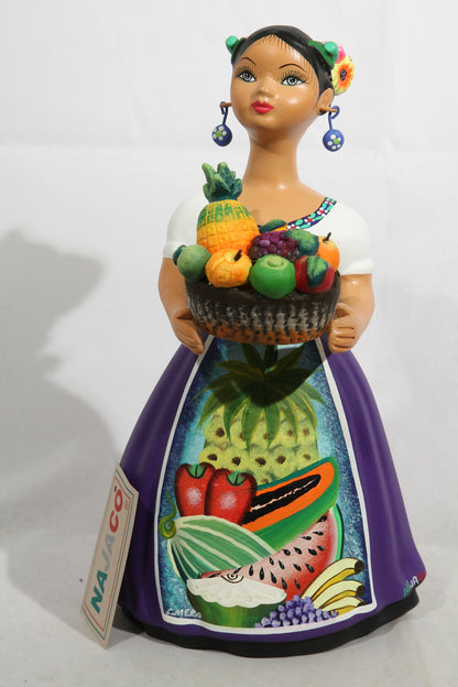 Lupita Fresh Fruit Basket Plum NAJACO Ceramic Doll/Figurine Mexican