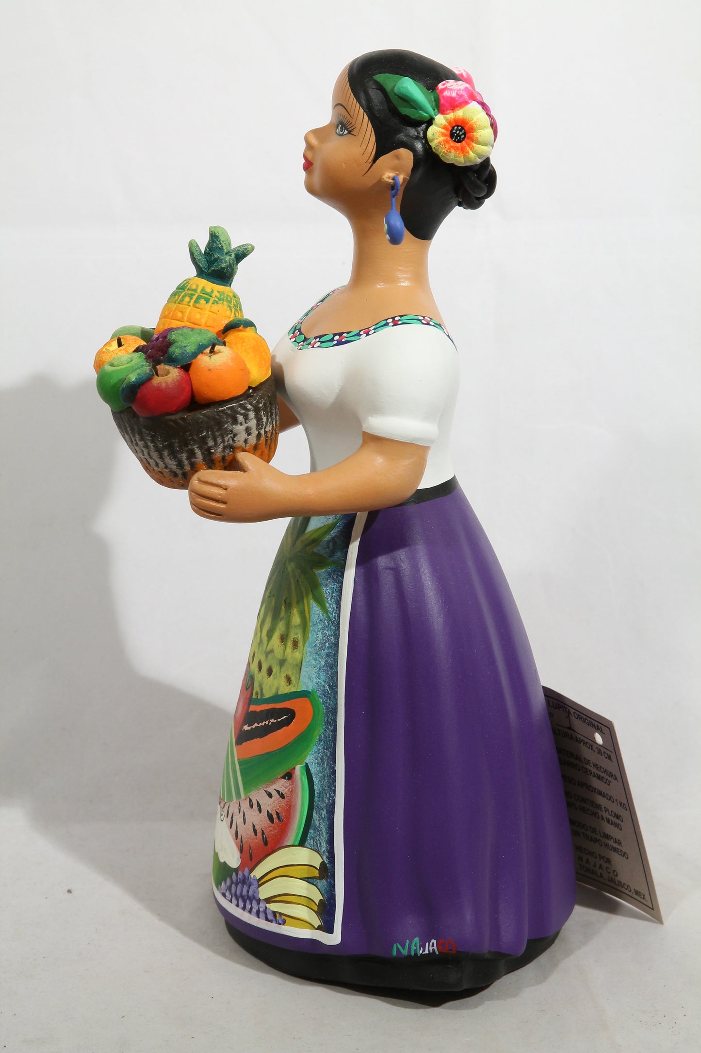 Lupita Fresh Fruit Basket Plum NAJACO Ceramic Doll/Figurine Mexican