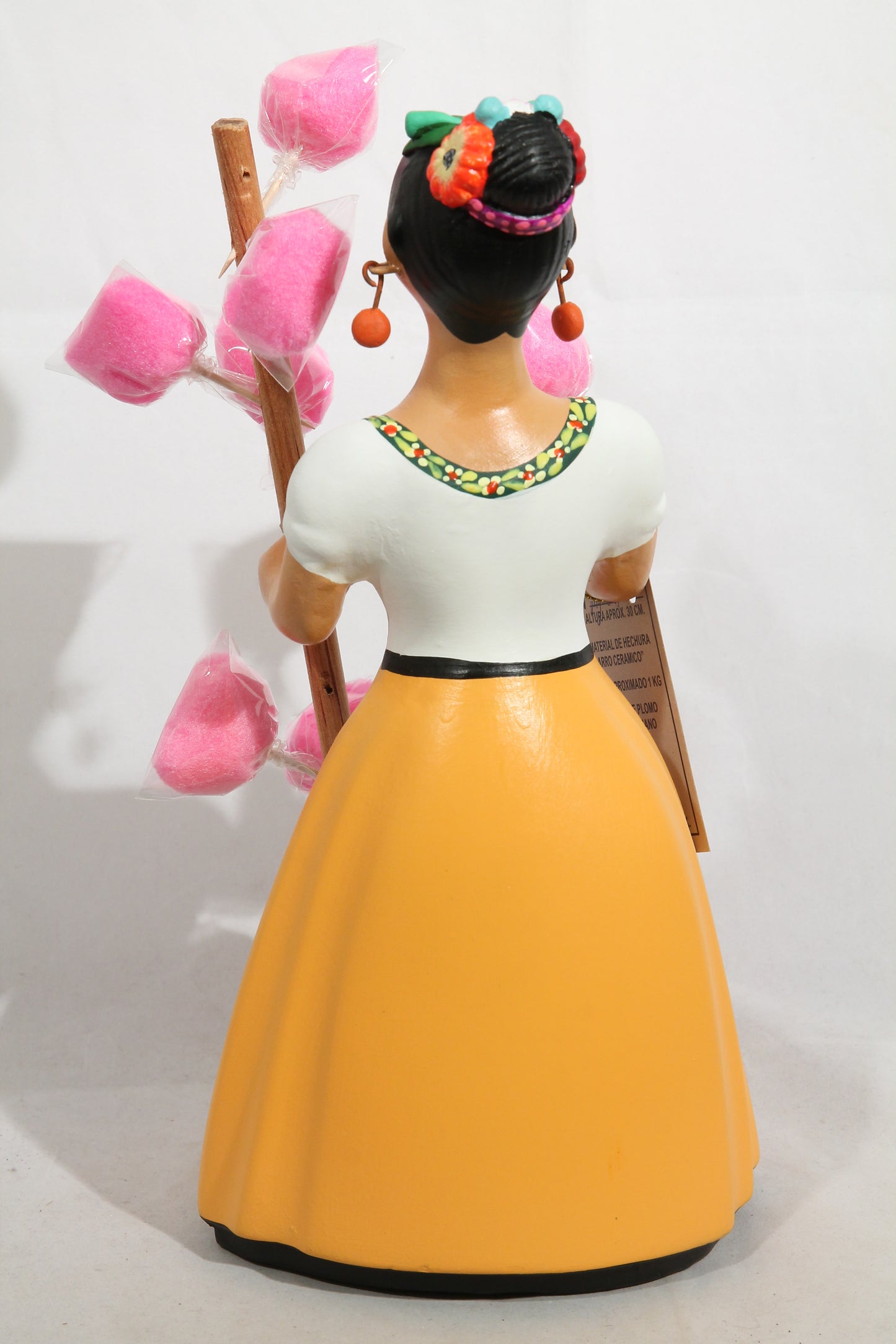 Lupita Doll Cotton Candy Seller Mustard Skirt Ceramic Mexican Folk Art