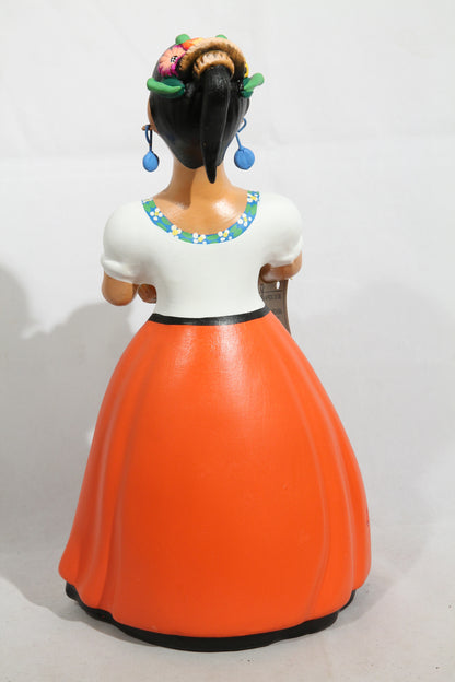 Lupita NAJACO Ceramic Figurine/Doll Mexican Basket Kitchenware Orange