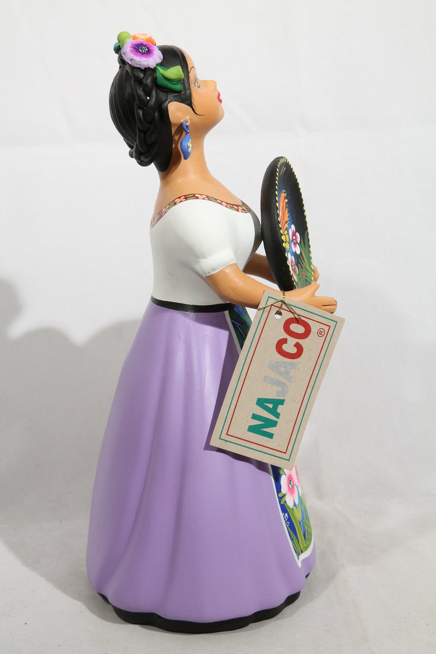 Lupita NAJACO Ceramic Doll/Figurine Mexican Folk Art Butterfly Platter Lilac