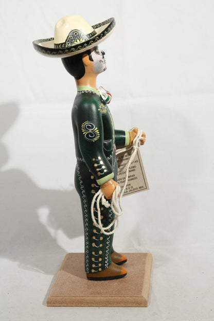 Lupita Figurine Day of the Dead/Charro/Catrin Mexican Folk Art Green