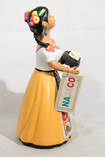 Lupita NAJACO Ceramic Doll/Figurine Mexican Gorditas Metate Mustard