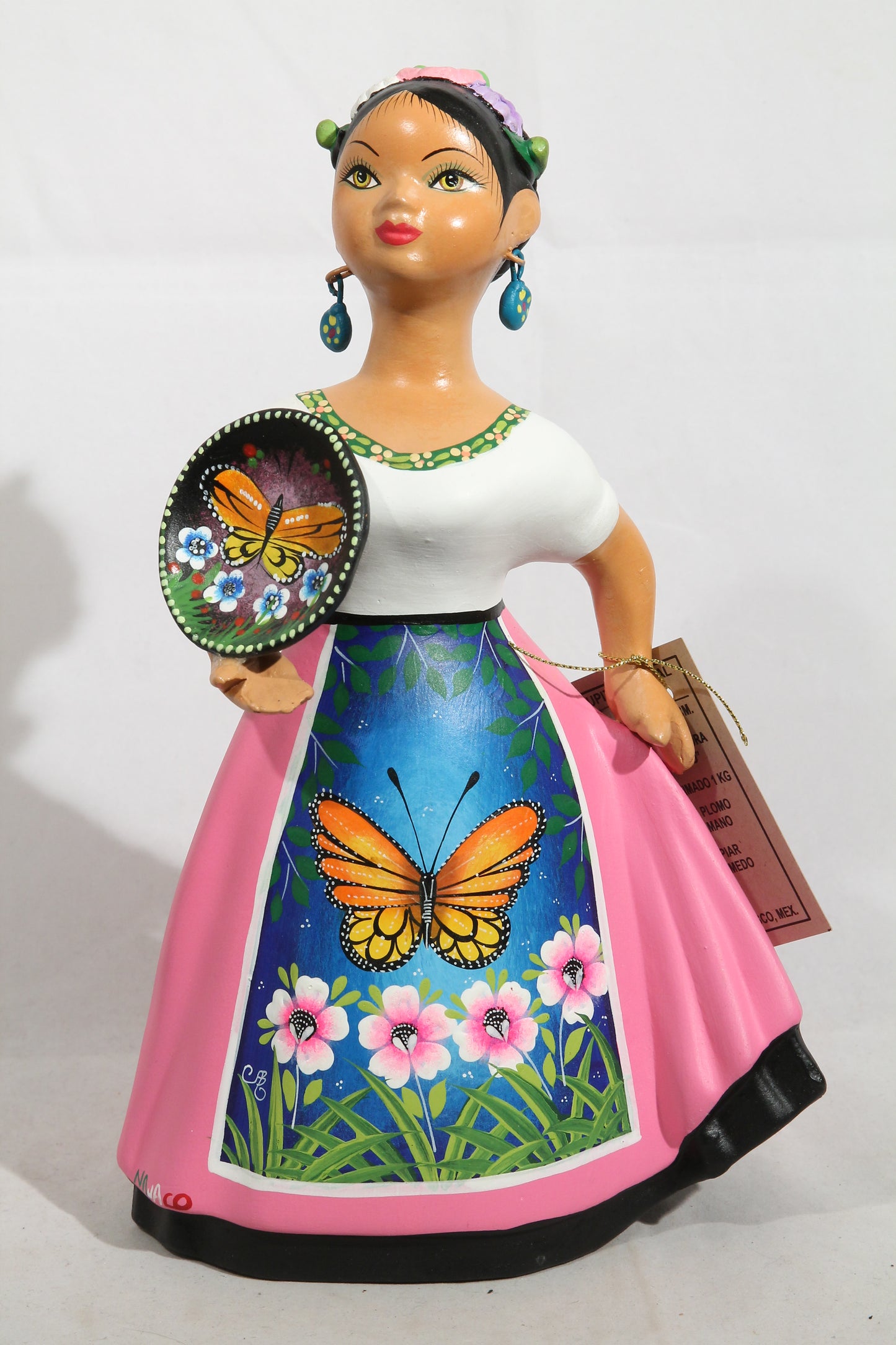 "Lupita" NAJACO Doll Ceramic Figurine Espanola Butterfly Platter Pink Dress