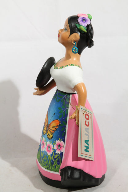 "Lupita" NAJACO Doll Ceramic Figurine Espanola Butterfly Platter Pink Dress