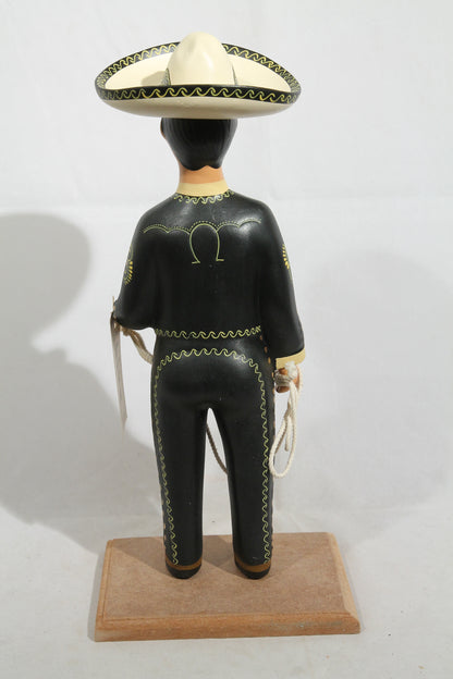 Day of the Dead Charro Male Black Suit Ceramic Mexican Doll Lupita