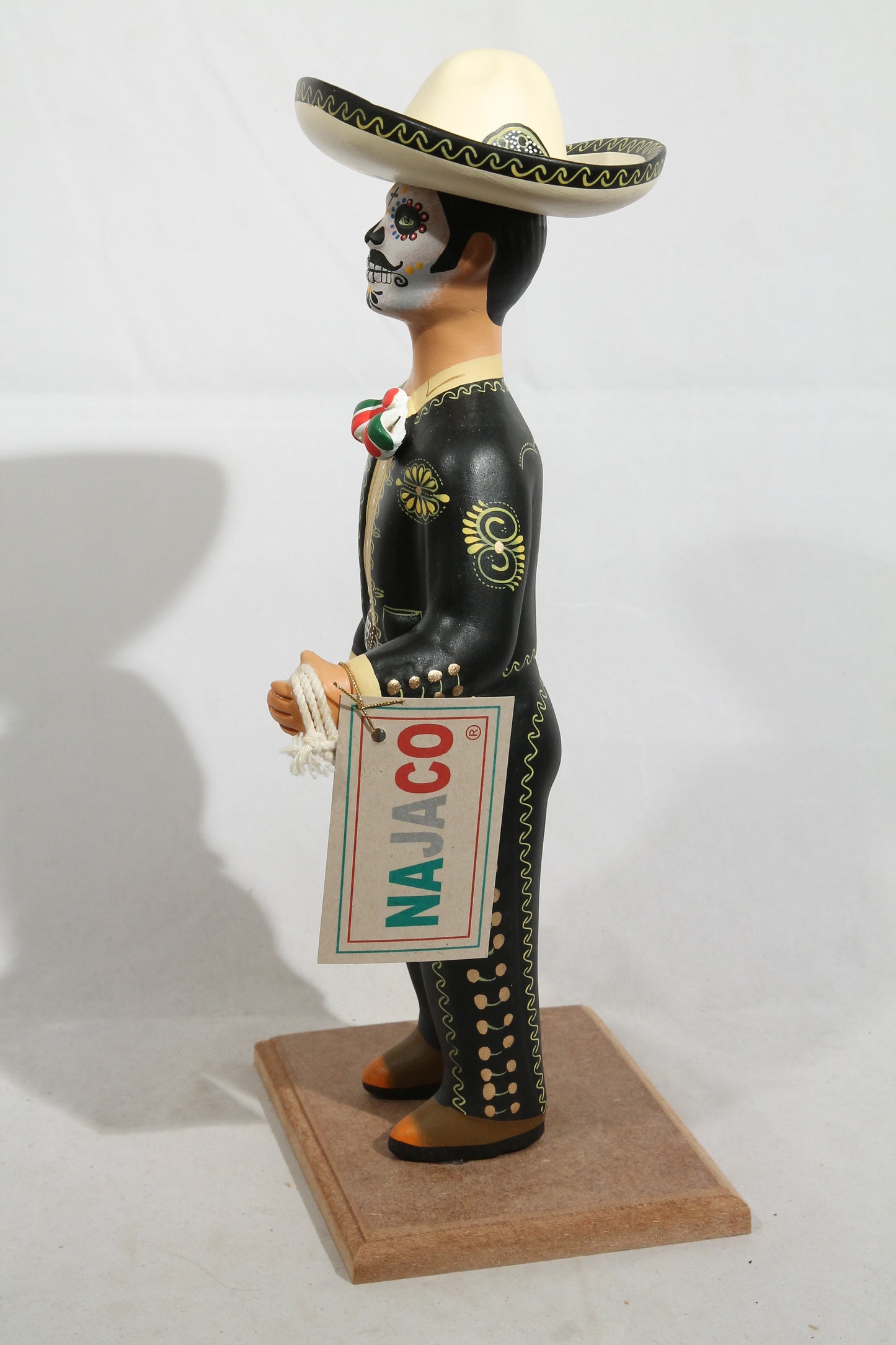 Day of the Dead Charro Male Black Suit Ceramic Mexican Doll Lupita