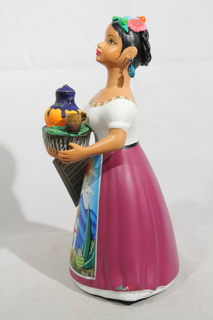 "Lupita" Najaco Doll Ceramic Figurine Pulque Seller Purple Skirt