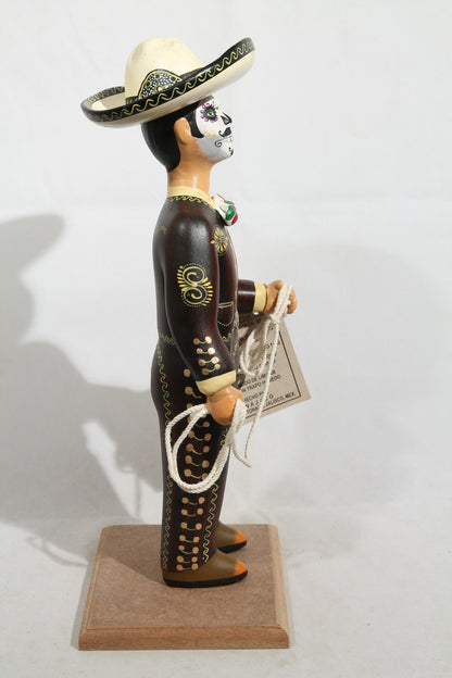 Lupita Figurine Day of the Dead/Charro/Catrin Mexican Folk Art Wine