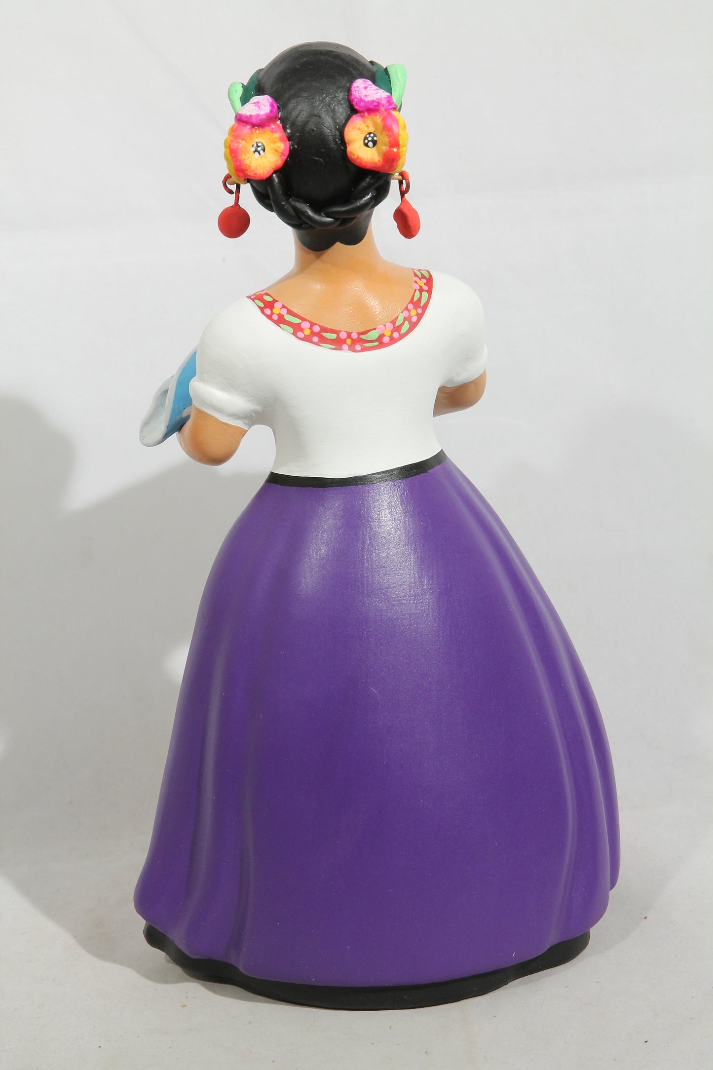 Lupita Doll Ceramic Mexican Figurine Holding Baby Plum Skirt #2