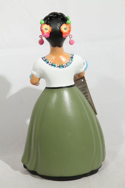 Lupita NAJACO Ceramic Figurine/Doll Mexican Folk Art Décor Holding Baby Olive
