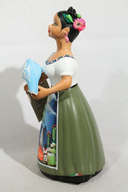 Lupita NAJACO Ceramic Figurine/Doll Mexican Folk Art Décor Holding Baby Olive