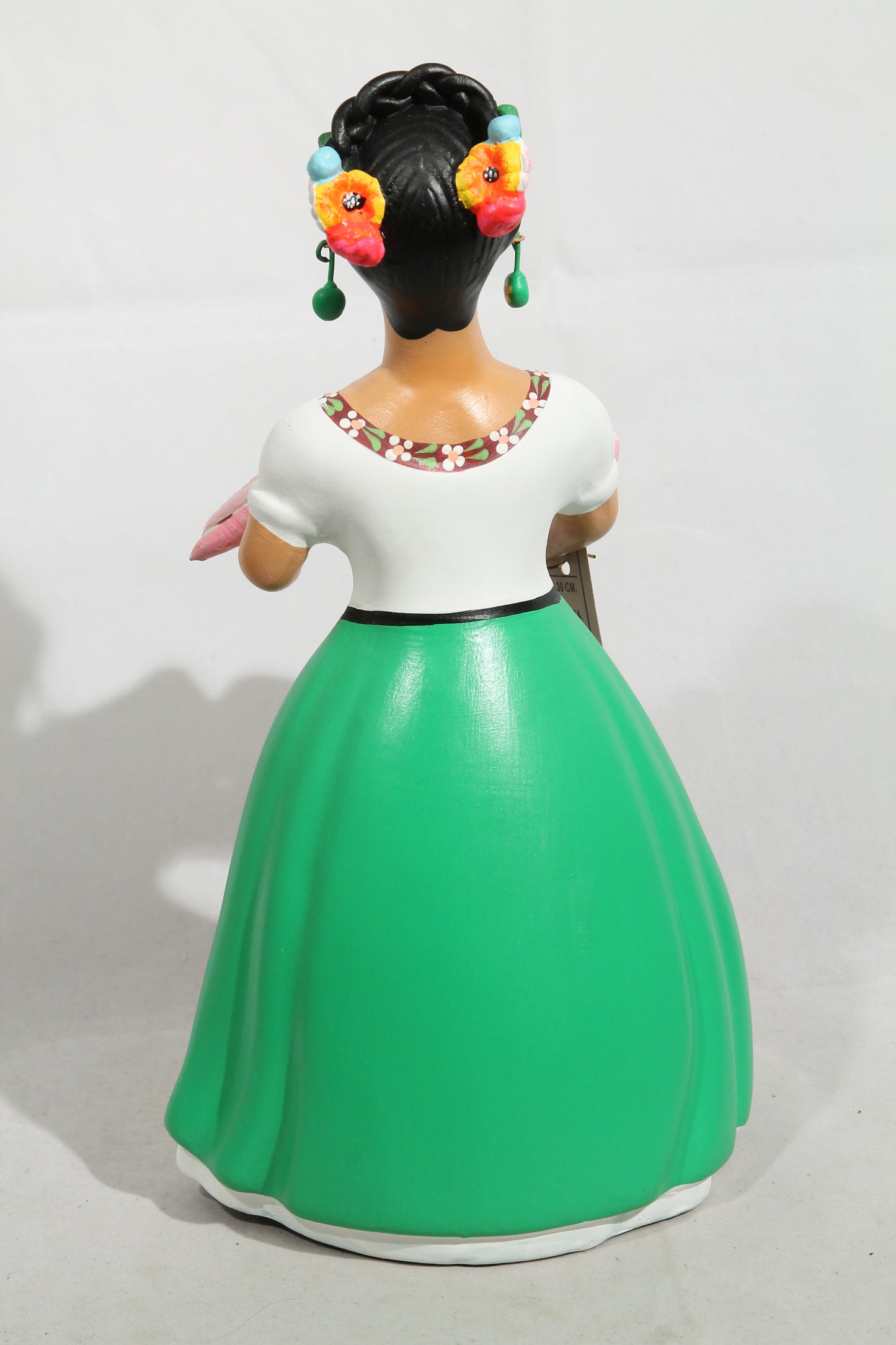 Lupita Doll Figurine Holding Baby Ceramic Mexican Green Skirt #2