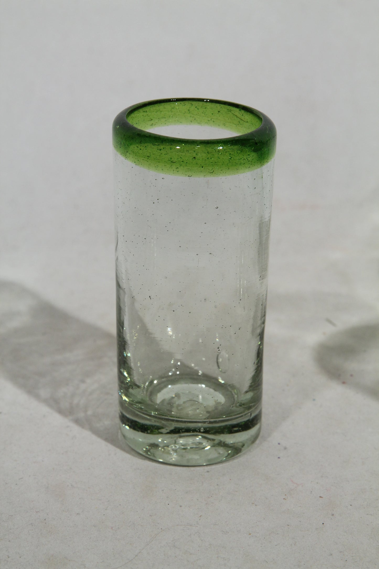 Lime Green Rim Shot Glasses, Set of 6, Mexican Glassware, Hand Crafted