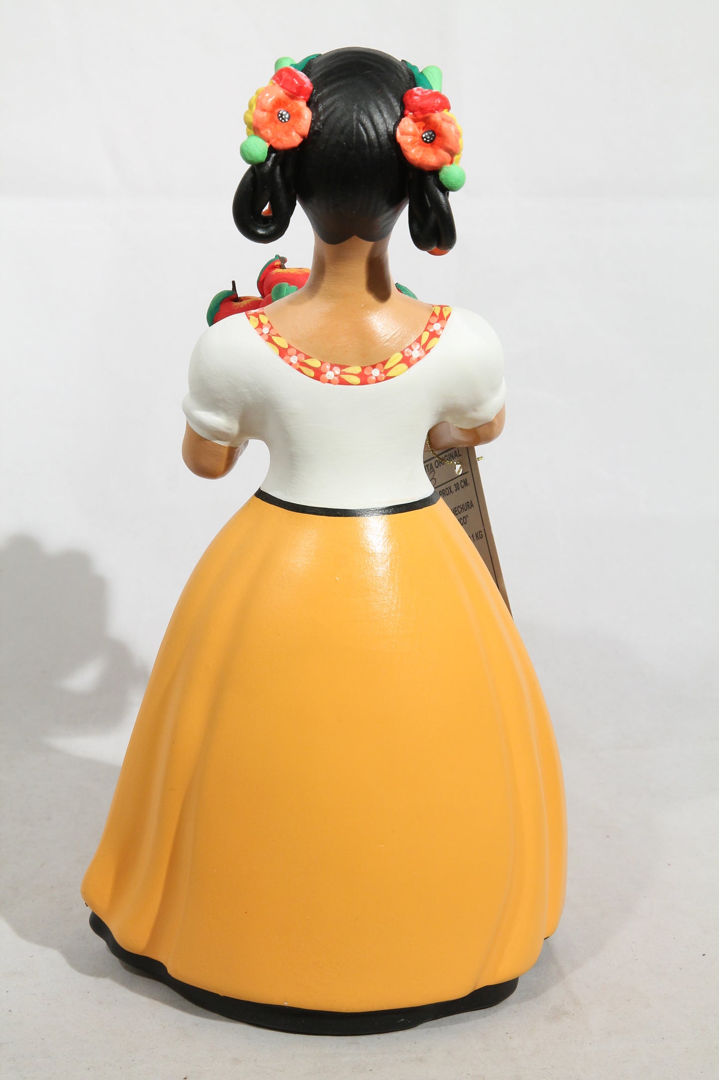 Najaco Lupita Ceramic Figurine Apple Basket Mexican Mustard