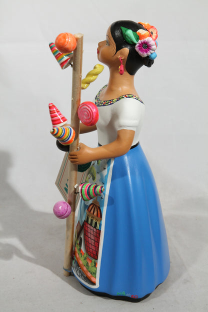 Lupita Ceramic Doll/Figurine Hard Candy Seller Mexican folk Art Celeste