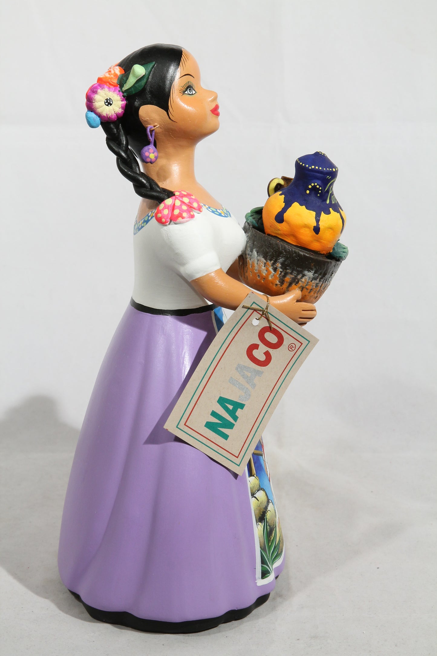 "Lupita" Najaco Doll Ceramic Figurine Pulque Seller Lilac Dress