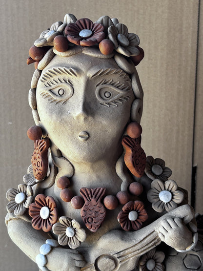 Irma Garcia Blanca Ceramic Mermaid with Flowers