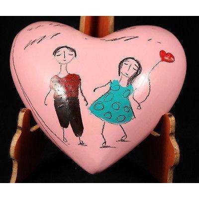 Hanging Mexican Ceramic Hanging Heart Mexico Modern Folk Art Decorative Pink