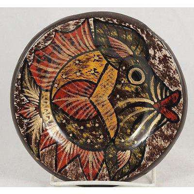 Mexican Ceramic Hanging Plate Hand Painted/Thrown Folk Art Glazed Small Mexico