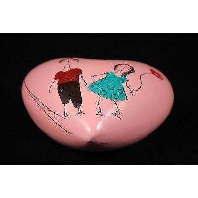 Hanging Mexican Ceramic Hanging Heart Mexico Modern Folk Art Decorative Pink