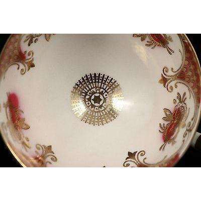Vintage G.K.C. Bavaria Porcelain Cup & Saucer Collectible Hand Painted Red/White