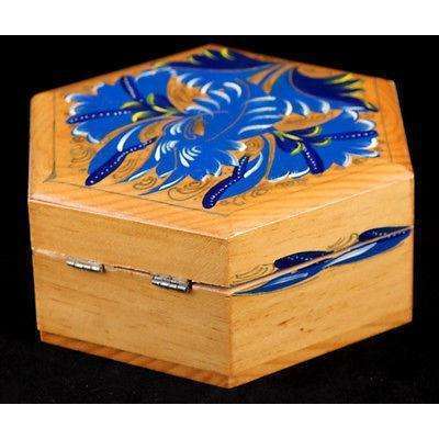 Mexican Wood Trinket Box Beautifully Hand Made, Hand Painted, Rustic, Varnished