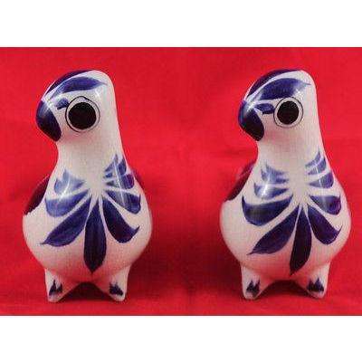 Vintage Mexican Ceramic Birds (set of 2)  Hand Painted, Hand Made.