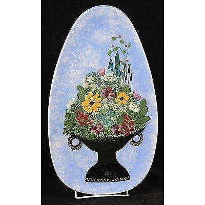 Mid Century Oval Ceramic Platter/Serving Dish Hand Painted Decorative Original
