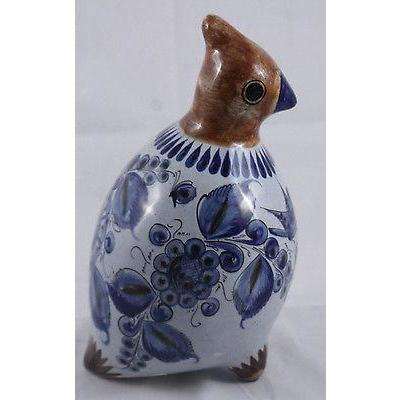Mexican Ceramic Vintage Bird Pottery Burnished Art Hand Signed Folk Mexico Paint