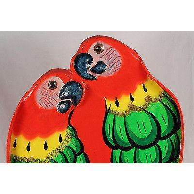 Wall Hanging Parrot Platter Wood/Paper Mache Caribbean/South America Hand Made