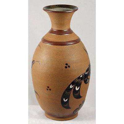 Mexican Ceramic Vase Pottery Handmade/Painted Folk Art MexicoTacat 13 1/2" Tall