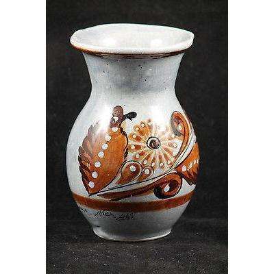 Vintage Mexican Ceramic Vase/ Pottery Hand Made Signed Folk Art Tonala Mexico