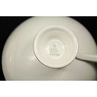Vintage G.K.C. Bavaria Porcelain Cup & Saucer Collectible Hand Painted Red/White