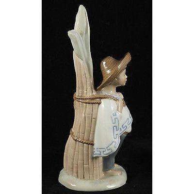 Vntg Mexican Porcelain Boy w Sugar Cane Figurine by Porcelana Cuernavaca 1986/1