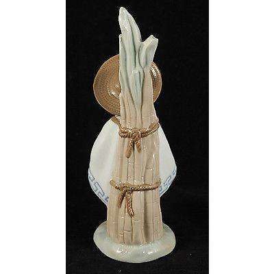 Vntg Mexican Porcelain Boy w Sugar Cane Figurine by Porcelana Cuernavaca 1986/1