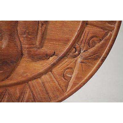 Wood Plate With Mayan Priest Offering Collectible Folk Art Mexico Hand Carved