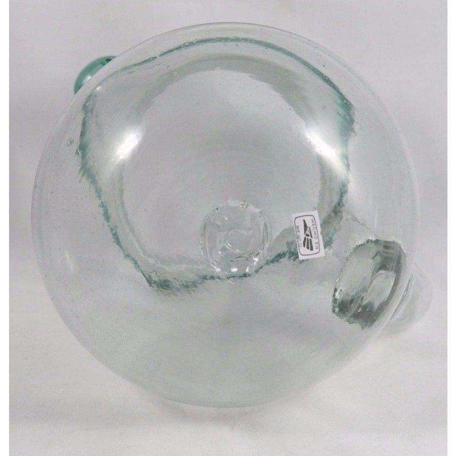 Green Rim Ball Shaped Glass Pitcher Mexico Glassware